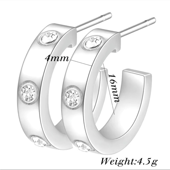 NEW LUXURY SMALL ZIRCONIA STUDDED HOOP EARRINGS - Picture 5 of 12